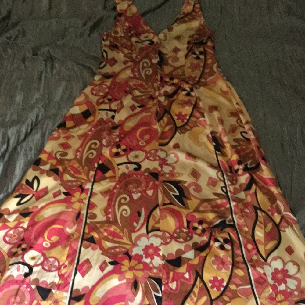 Silk simple V neck line long dress